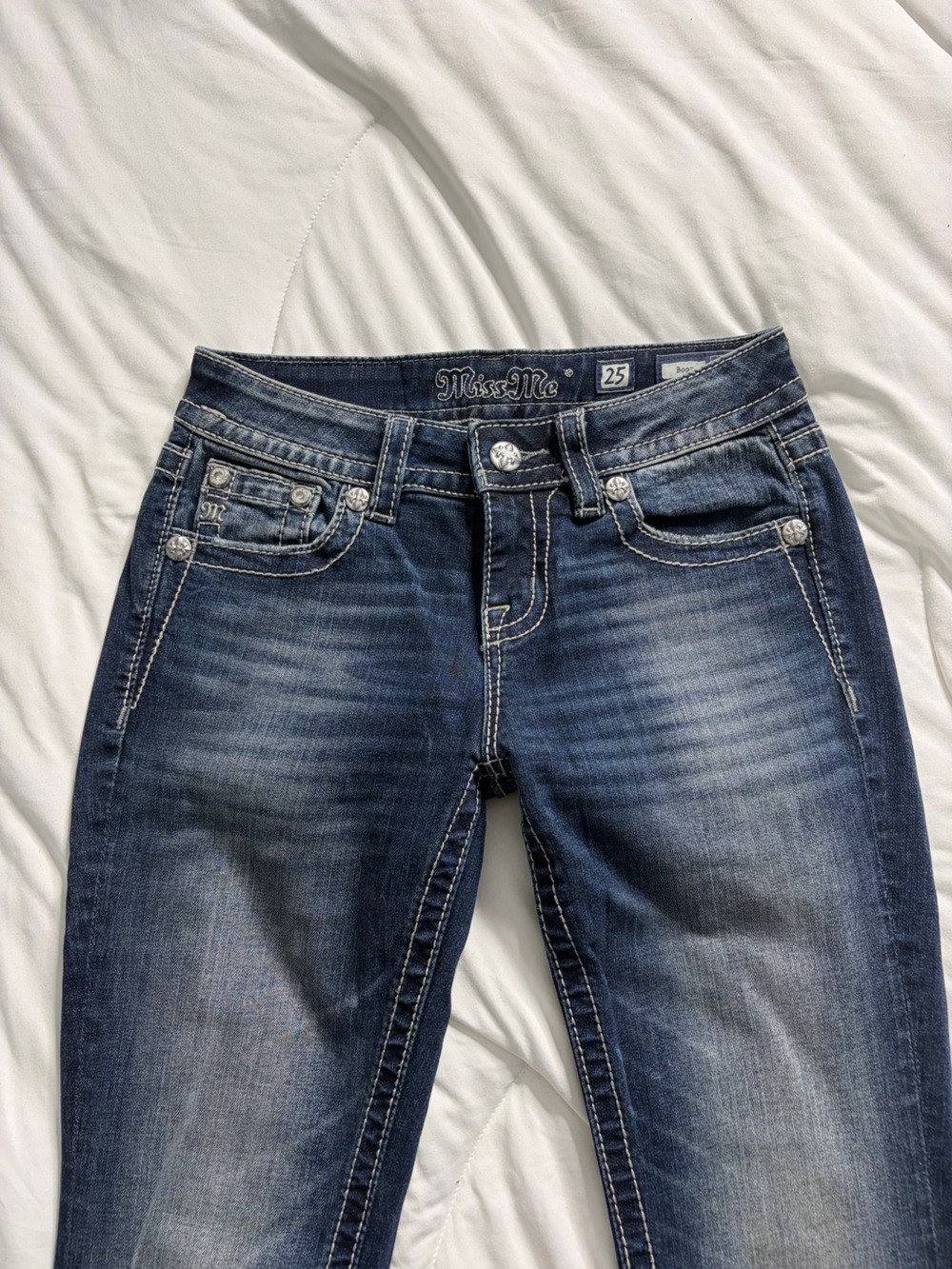 Miss Me Blue Boot Cut Jeans with Fading - Women's